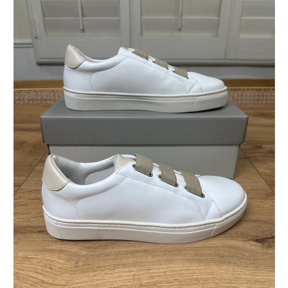 Flexx Sneak Easy Sneaker Kino Leather White Beige Size 7.5 NIB Slip On Style - Picture 3 of 15